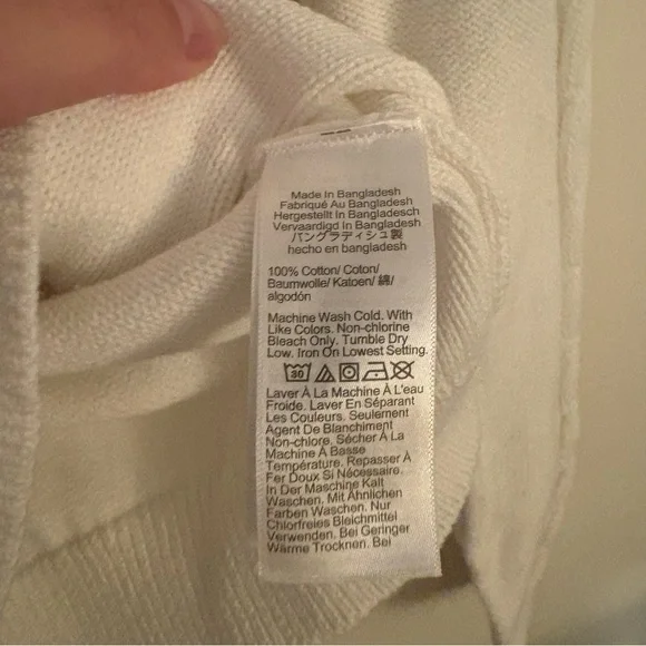 J. Crew cable knit heart sweater 100% cotton white crewneck size M - Picture 14 of 15